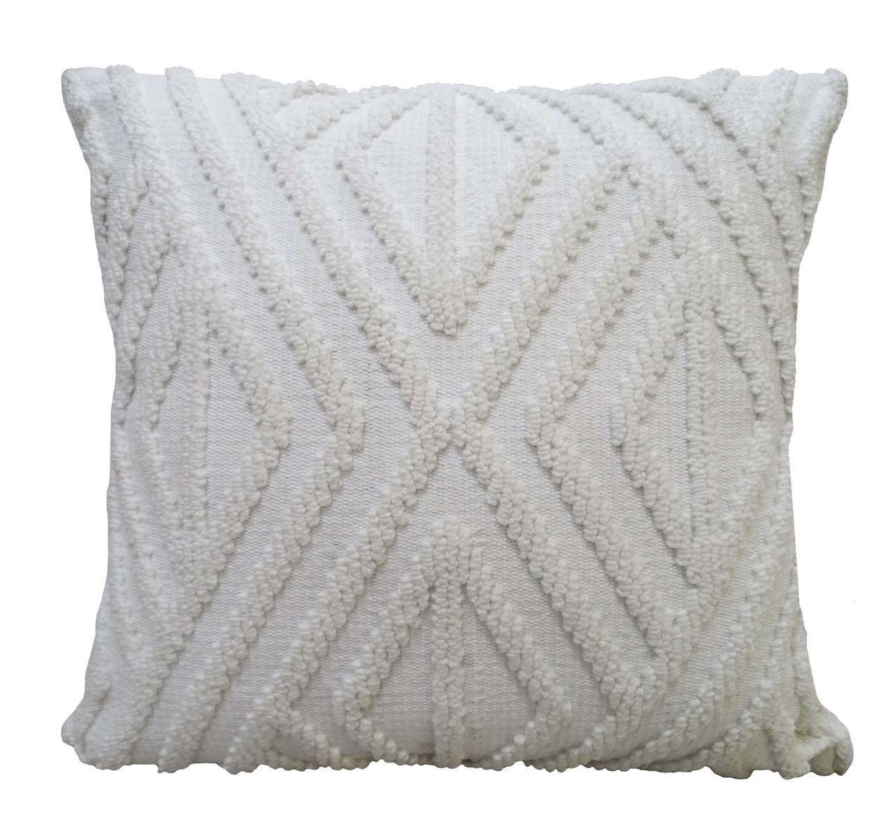 18" X 18" White Zippered Diamond Indoor Outdoor Throw Pillow