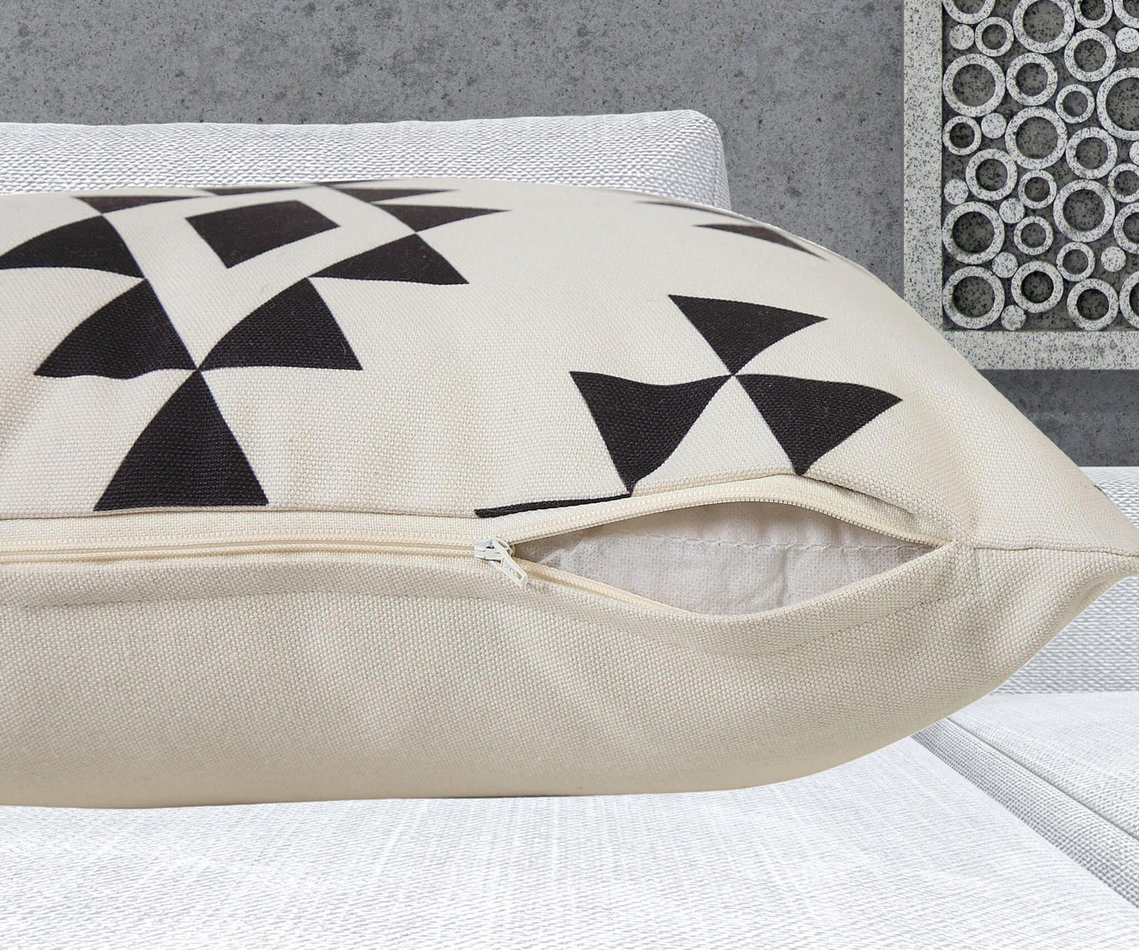 20" X 20" Black Zippered Southwestern Indoor Outdoor Throw Pillow