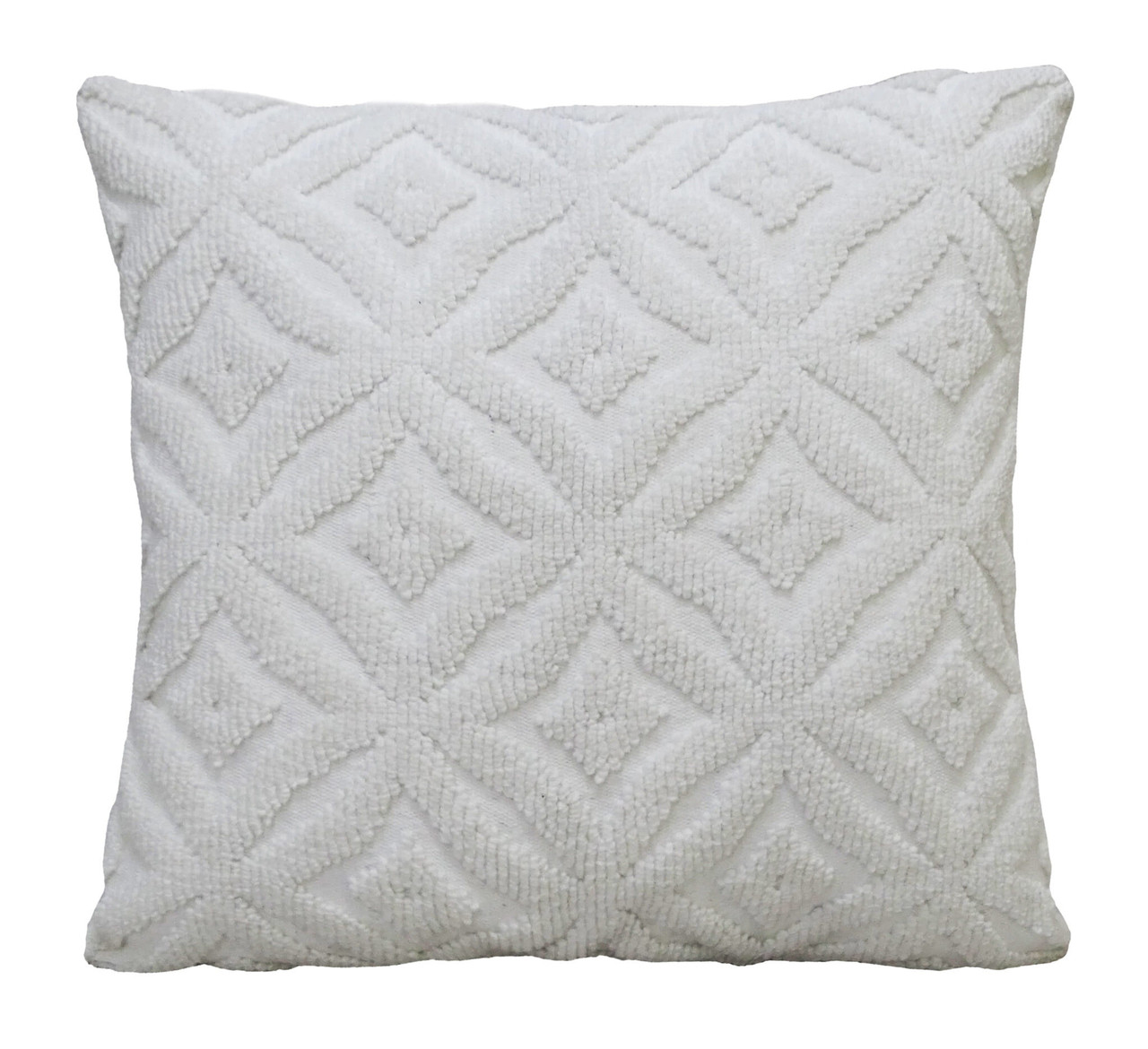 18" X 18" White Zippered Quatrefoil Indoor Outdoor Throw Pillow