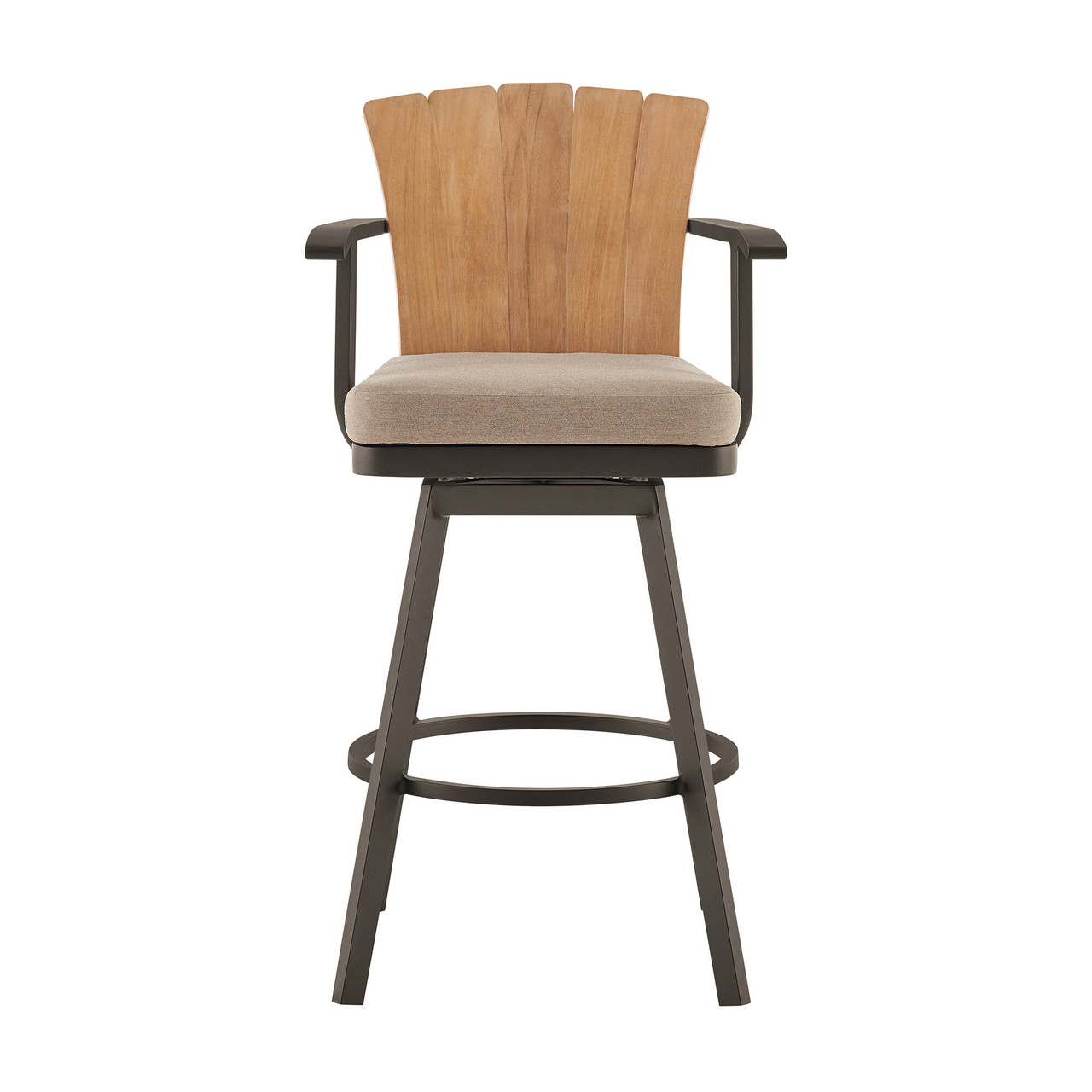 40" Brown Metal Swivel Outdoor Counter Height Bar chair with Footrest