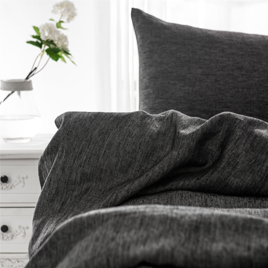 Set of Two Onyx Linen Pillowcases