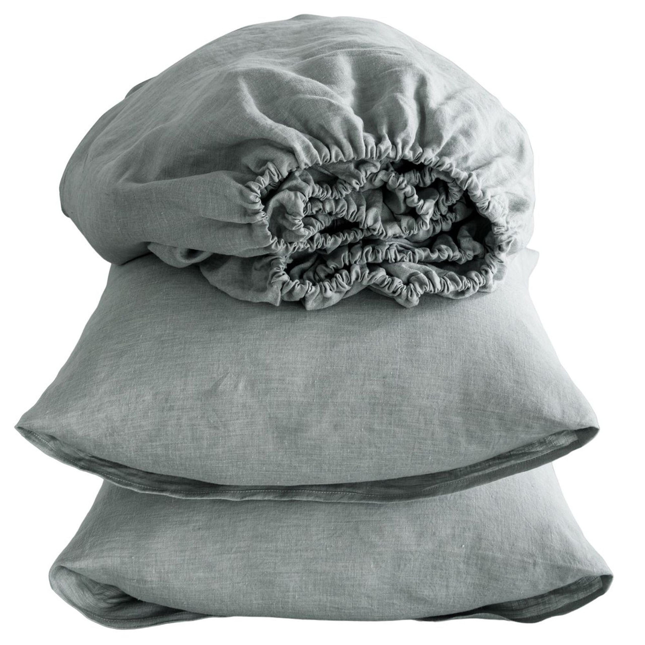 Four Piece Blue Linen King Sheet Set