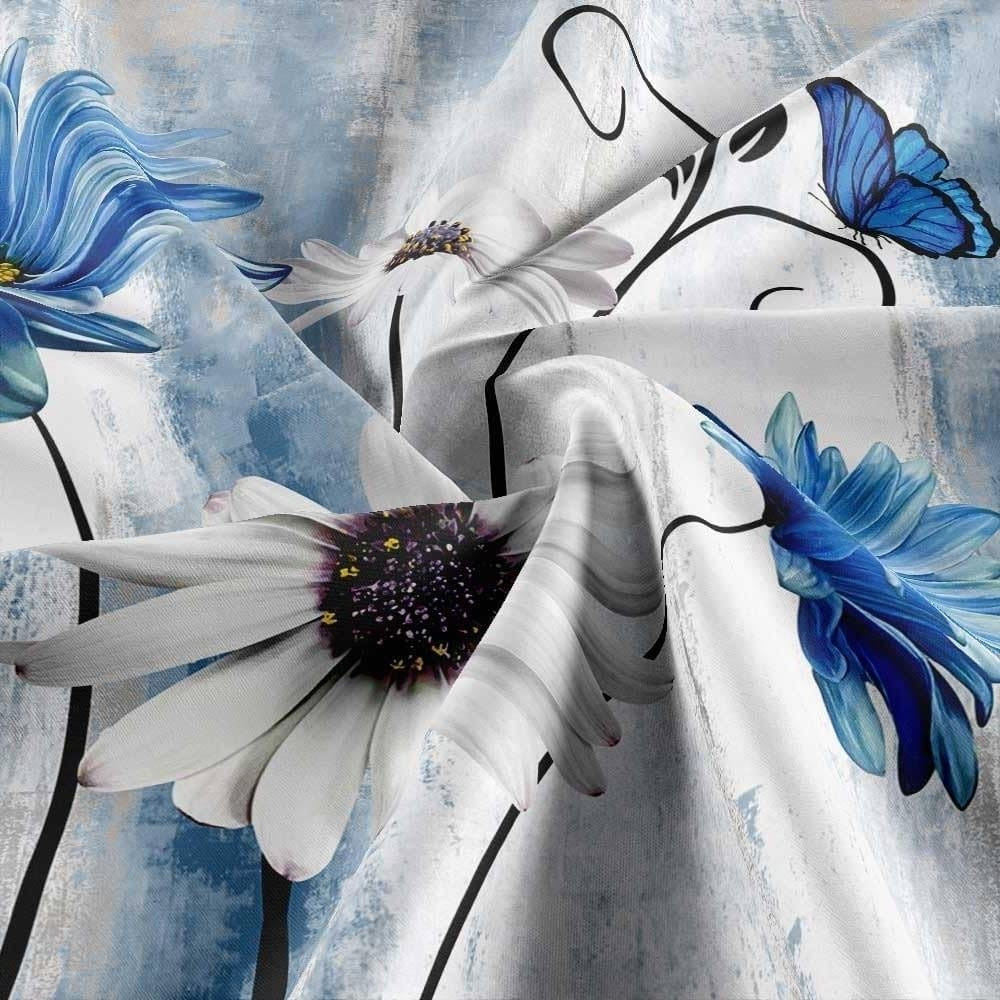 72"W x 78"H Blue Vibrant Floral Butterfly Polyester Shower Curtain