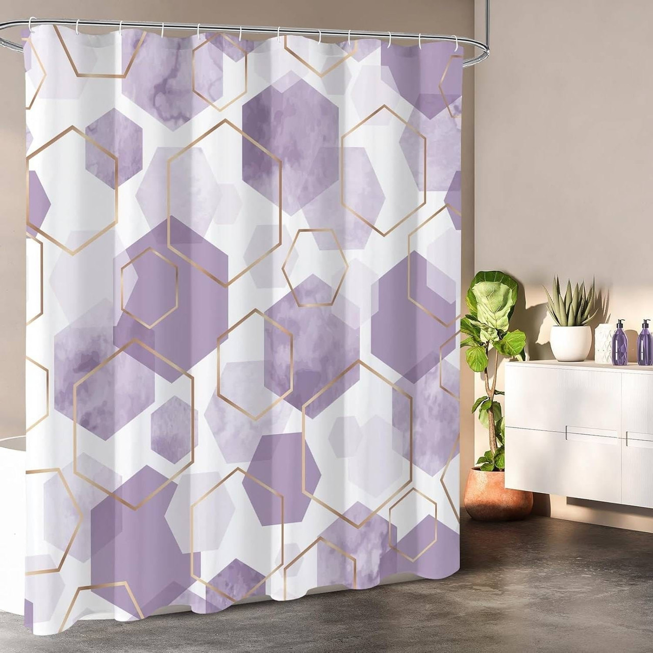 72"W x 84"H Abstract Blue Geometric Polyester Shower Curtain