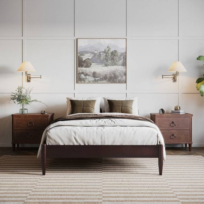 King Size Solid Hardwood Victorian Style Espresso Platform Bed