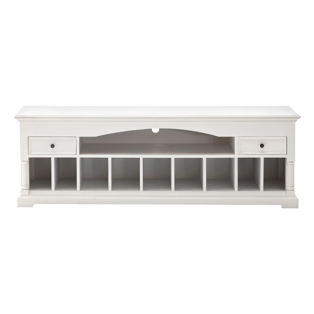 71" White Solid Console Table With Shelves And Drawers