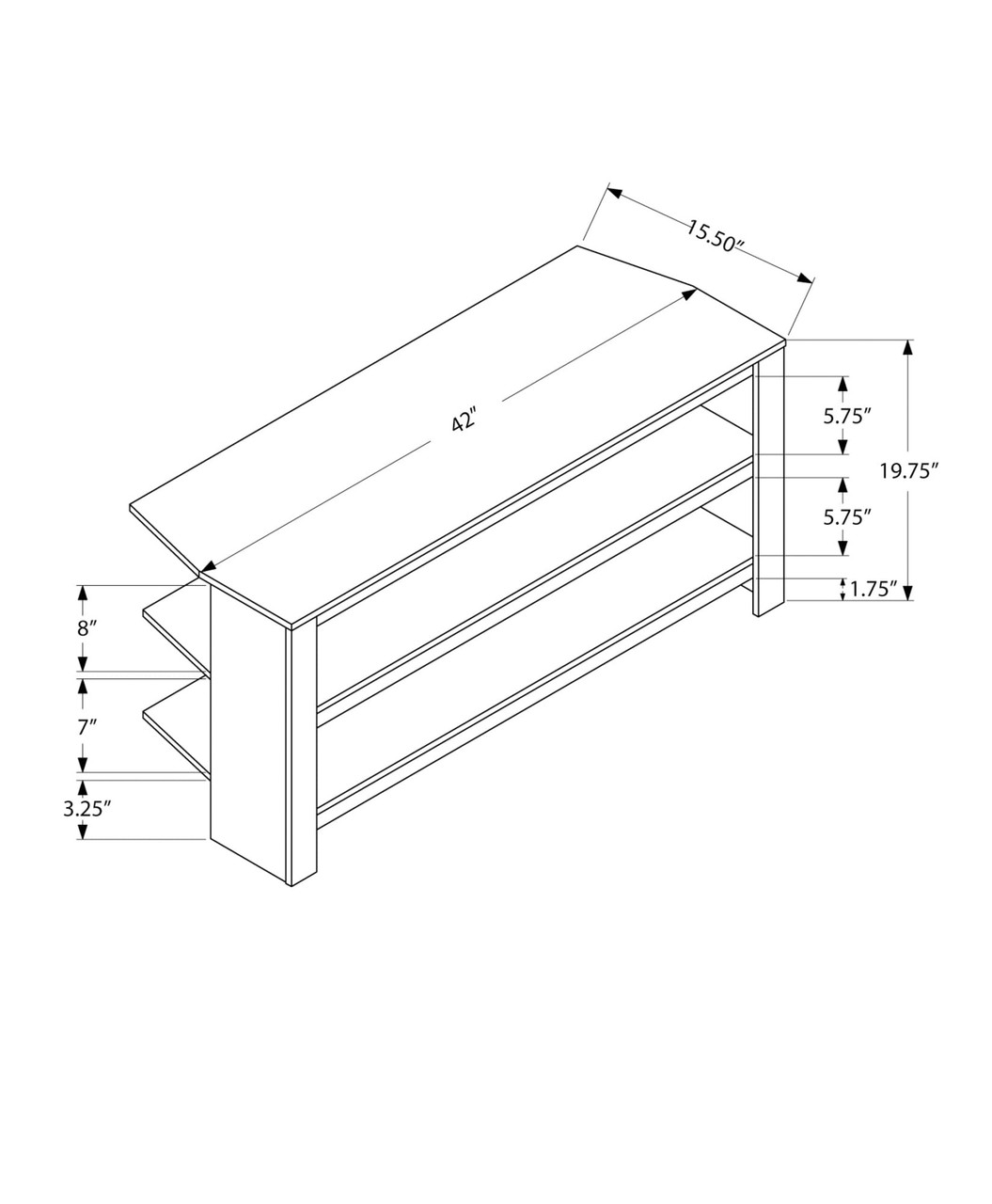 42" Black and Gray Open Shelving TV Stand