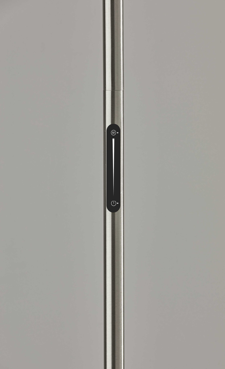 71" Steel Led Torchiere Floor Lamp With White Solid Color Cone Shade
