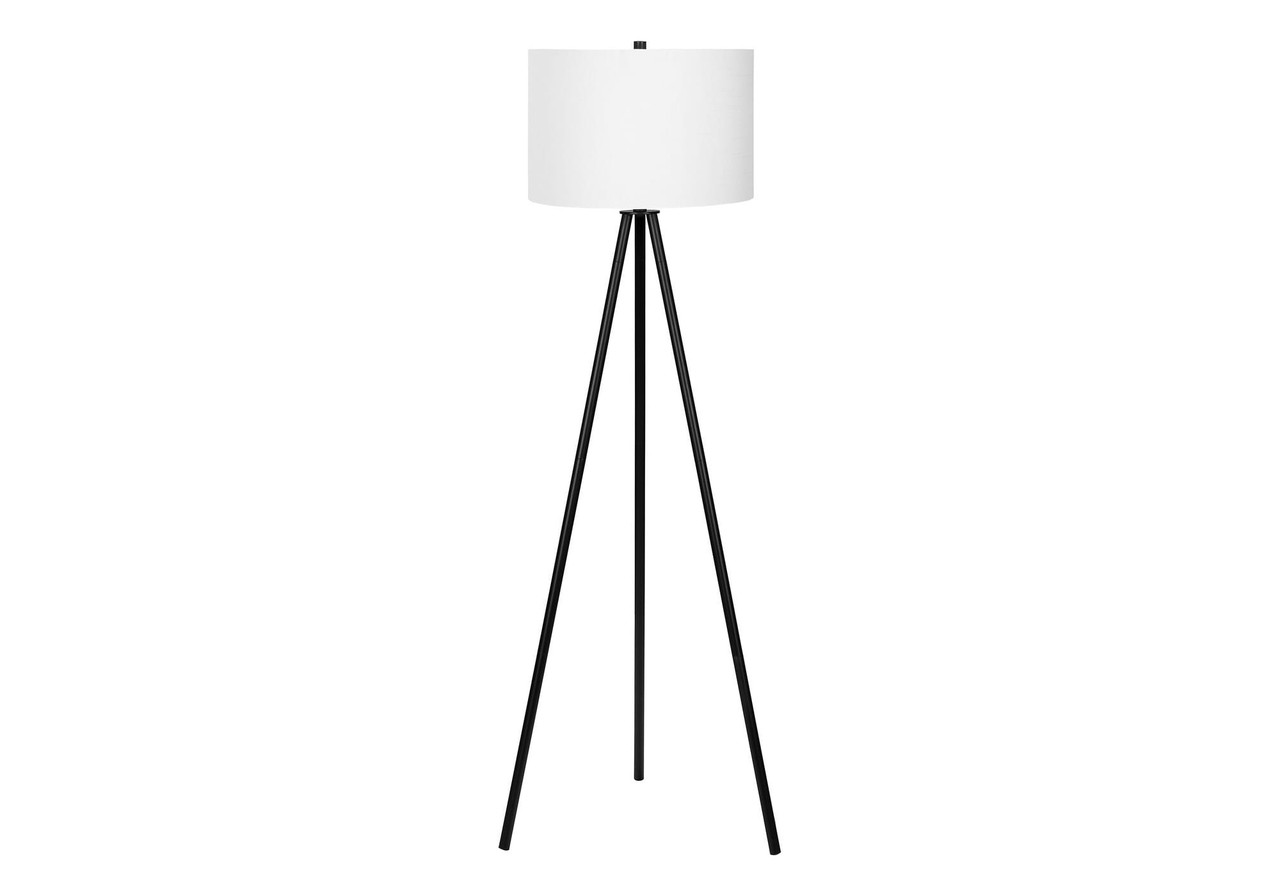 63" Matte Black Floor Lamp with Cream Drum Shade