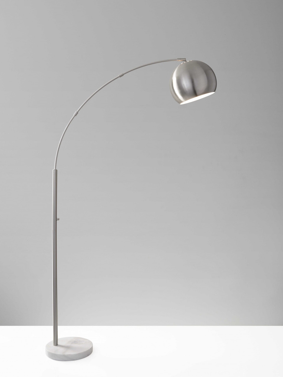 78" Steel Arc Floor Lamp With Silver Solid Color Bowl Shade