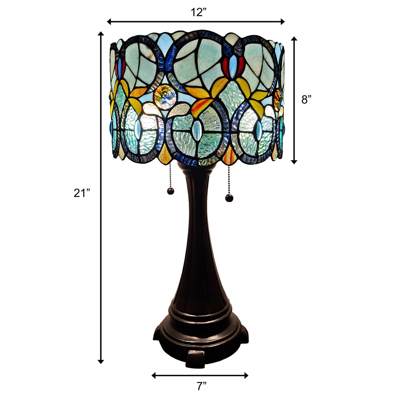 22" Dark Brown Metal Two Light Candlestick Table Lamp With Green Shade