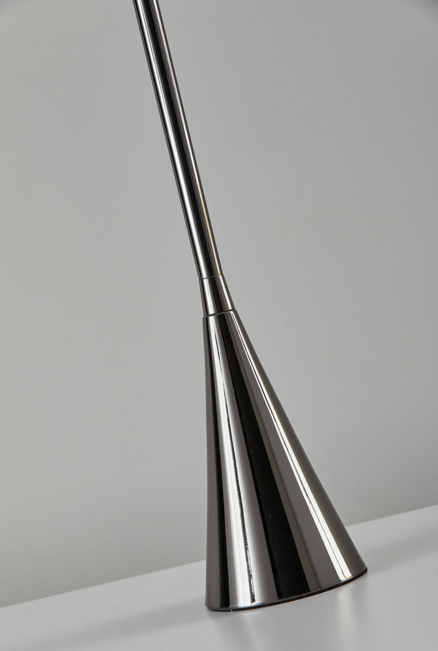 Black Nickel Finish Metal Tall White Shade Table Lamp