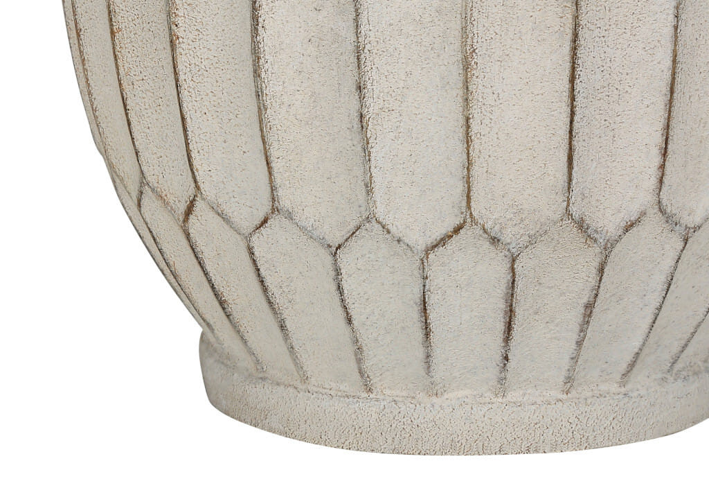 24" Cream Geometric Table Lamp With Cream Drum Shade