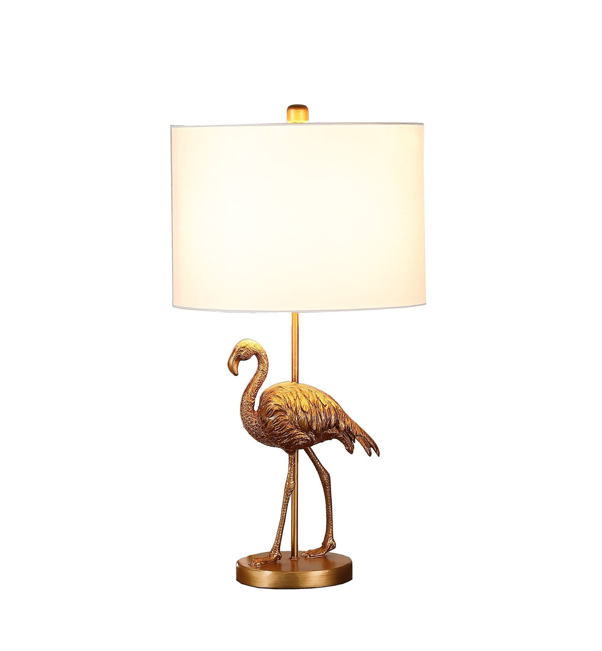 26" Antiqued Gold Resin Flamingo Table Lamp