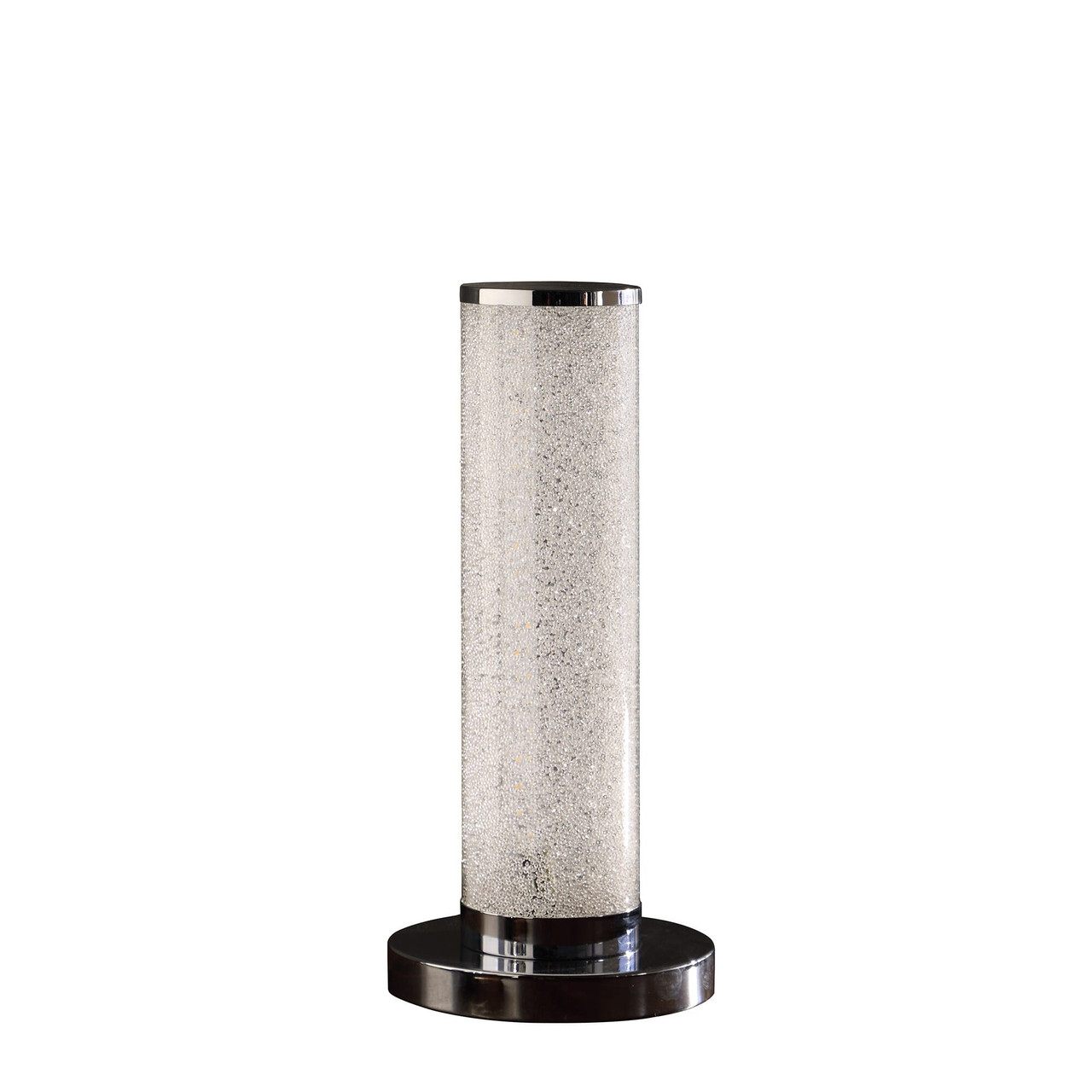 13" Modern White Sand Crystal And Steel Table Lamp