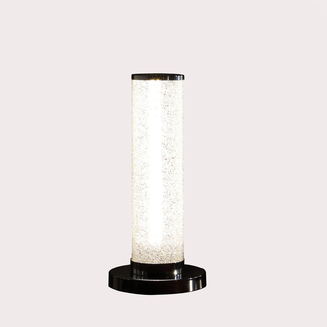 13" Modern White Sand Crystal And Steel Table Lamp
