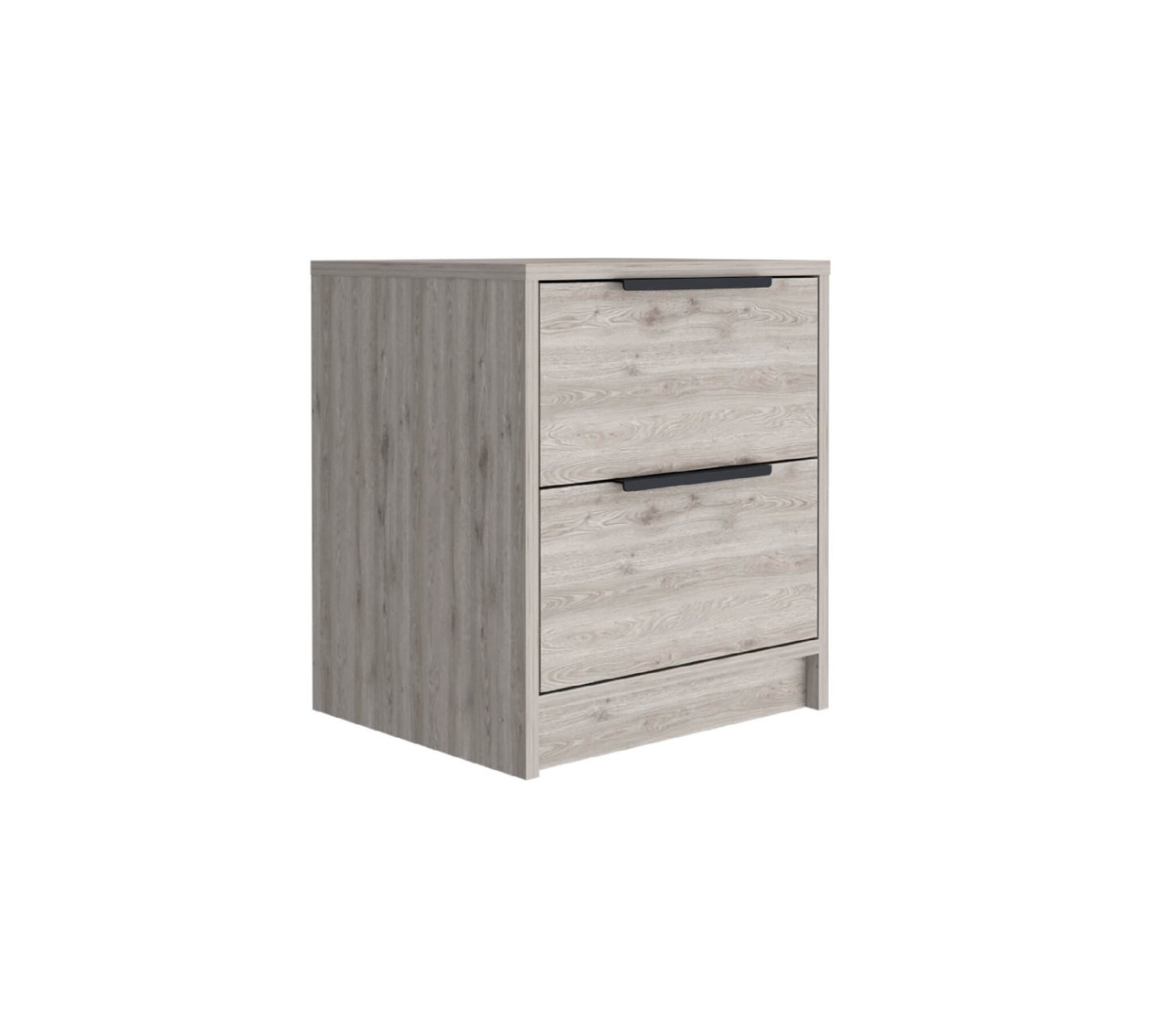 19" Light Gray Two Drawer Faux Wood Nightstand