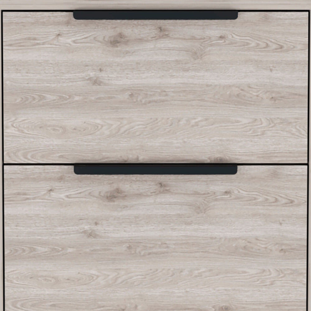 19" Light Gray Two Drawer Faux Wood Nightstand