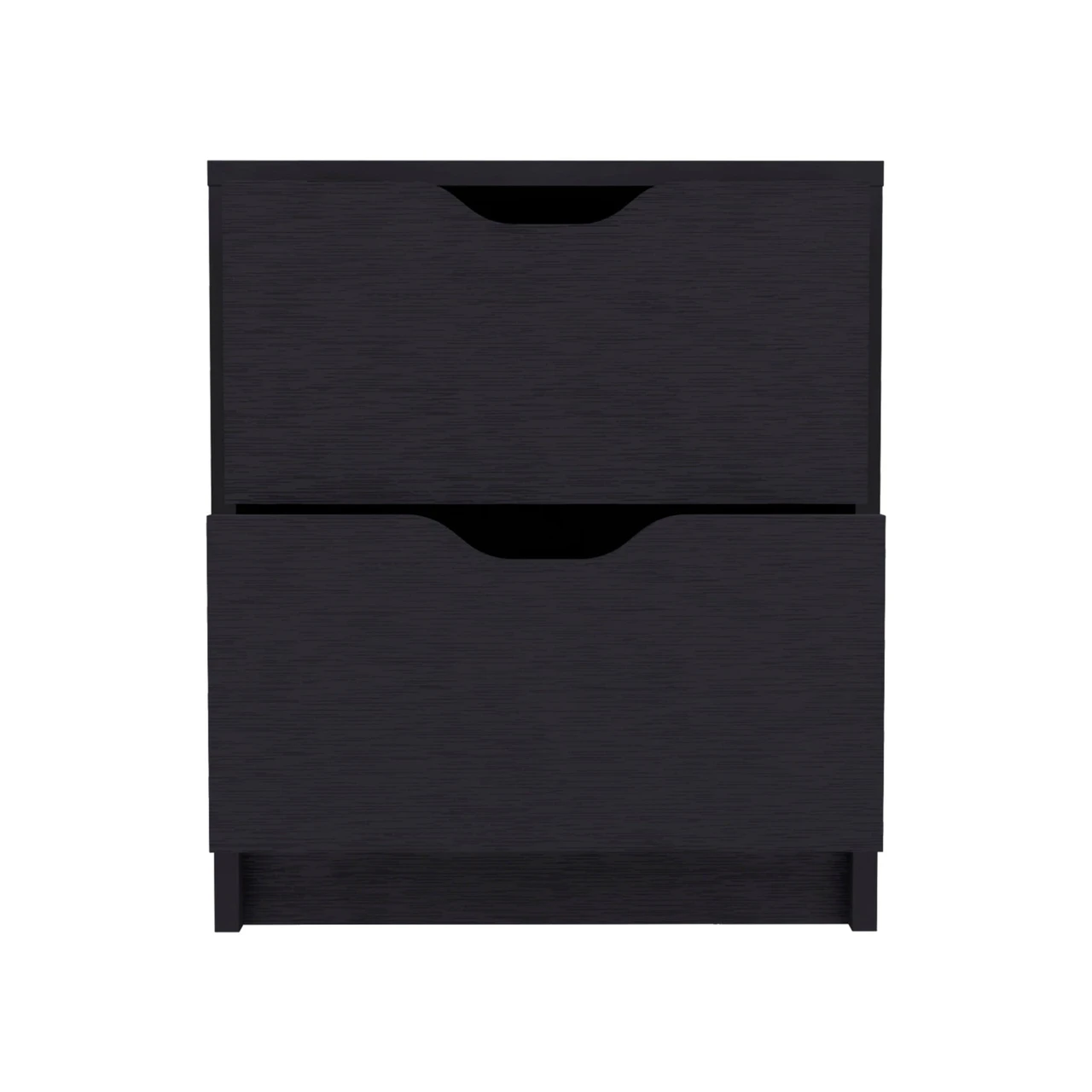19" Black Two Drawer Faux Wood Nightstand