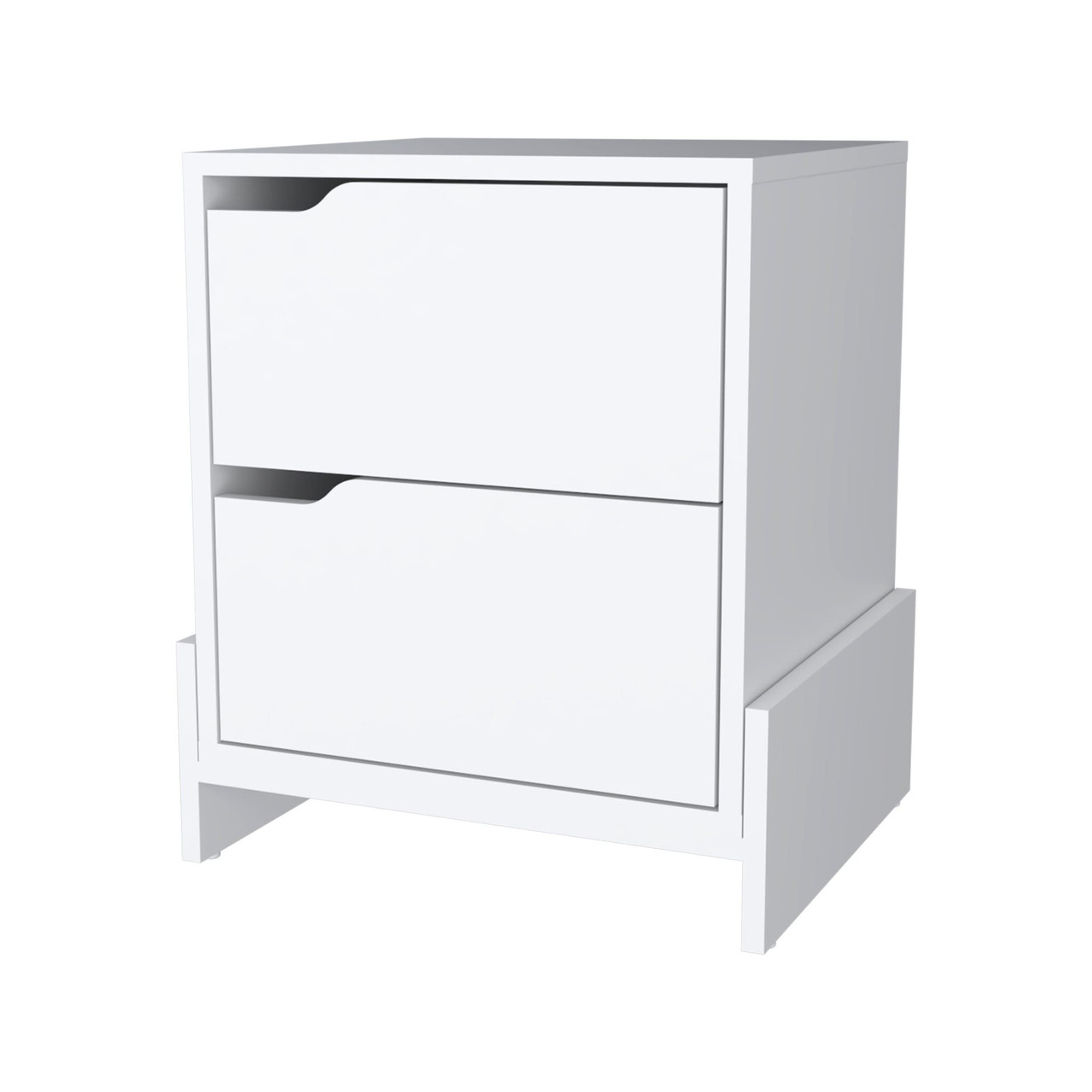 20" White Two Drawer Faux Wood Nightstand