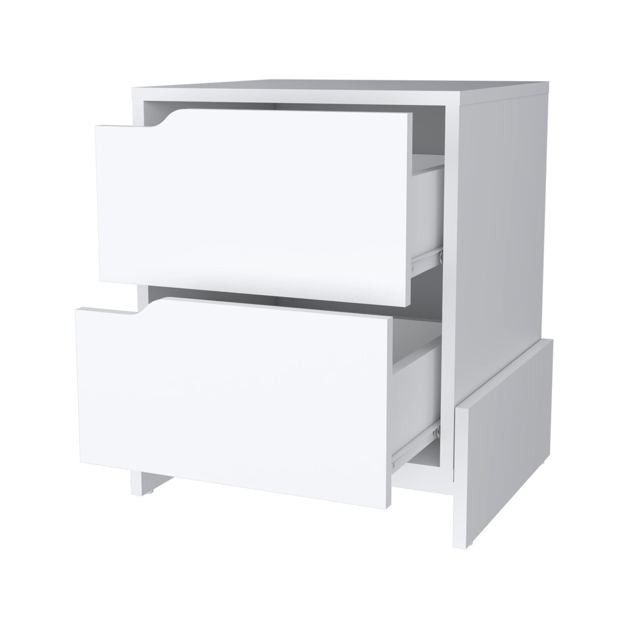 20" White Two Drawer Faux Wood Nightstand