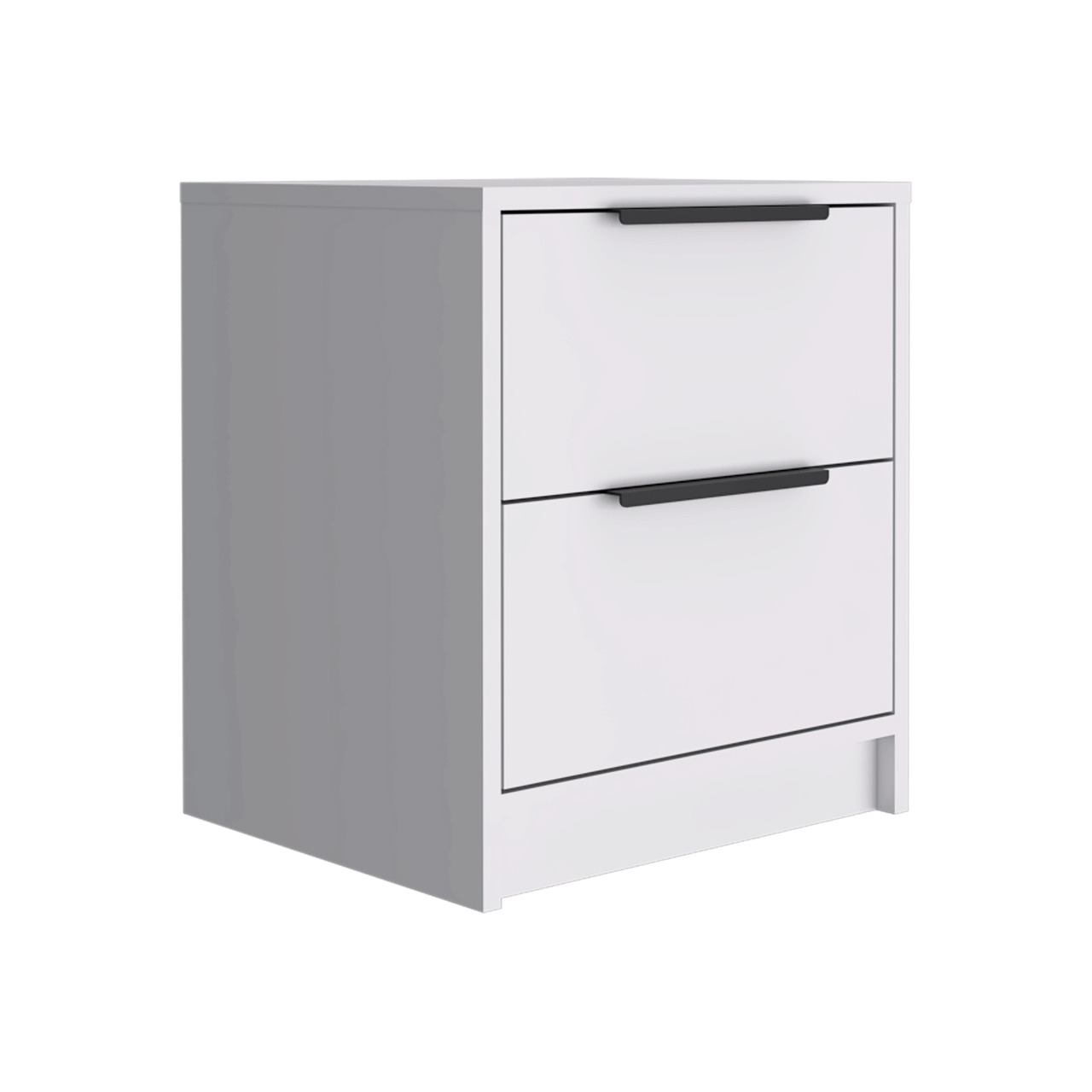 19" White Two Drawer Faux Wood Nightstand