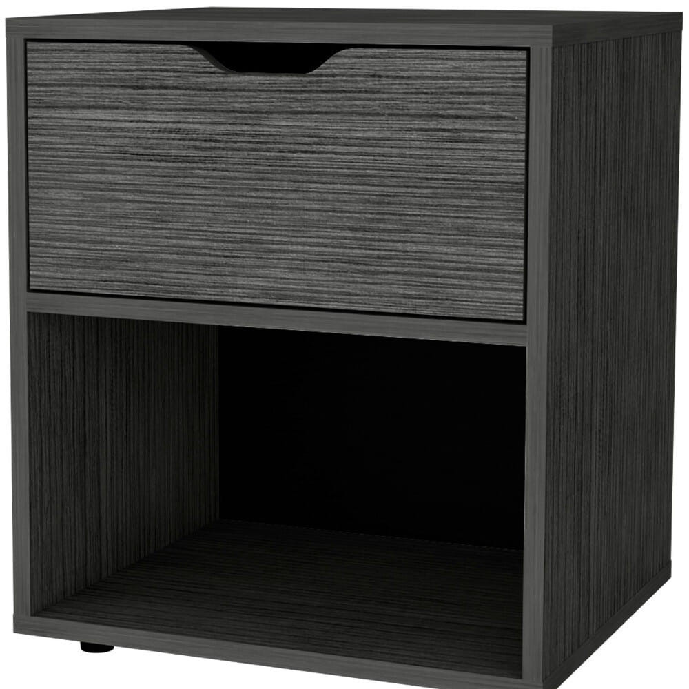 20" Gray One Drawer Faux Wood Nightstand