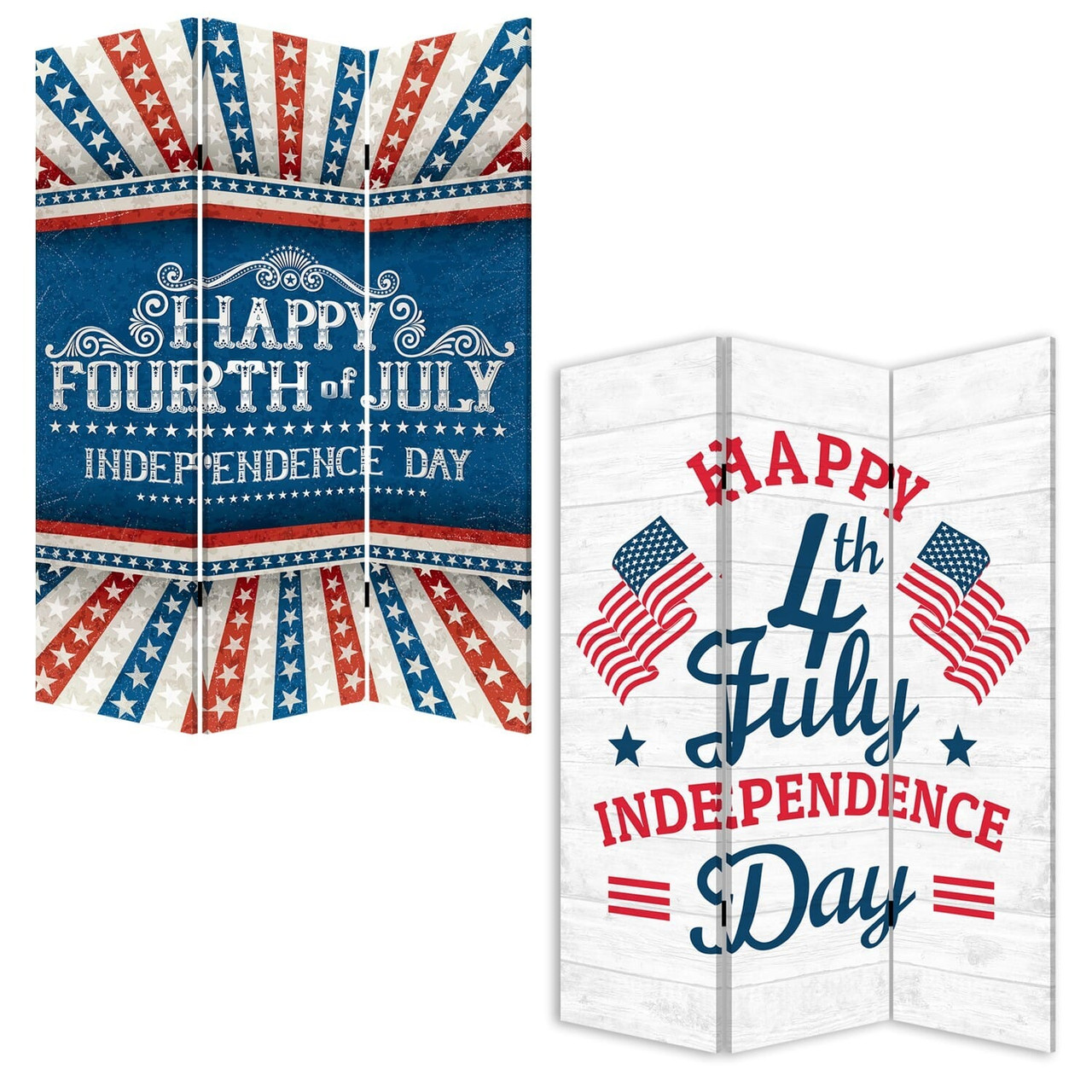 Happy 4th of July Three Panel Room Divider Screen
