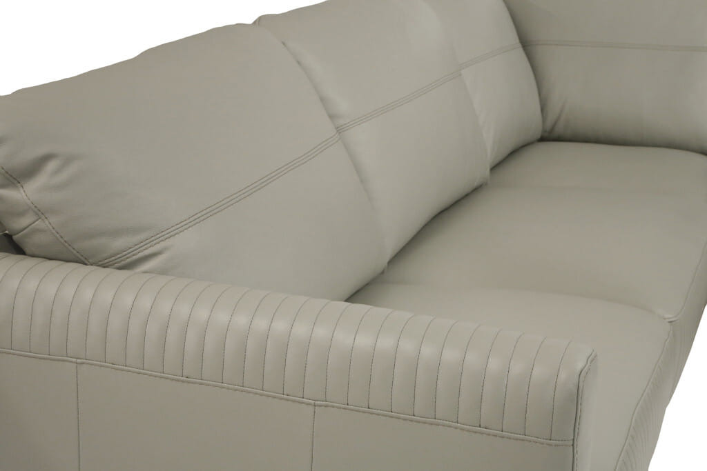 Light Green Leather L Shaped Two Piece Sofa and Chaise Sectional