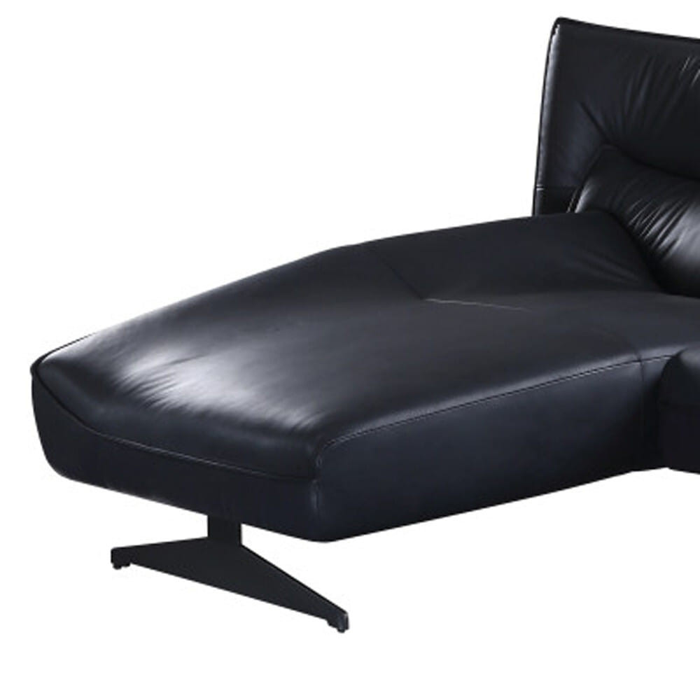 Dark Gray Top Grain Leather L Shaped Two Piece Sofa and Chaise Sectional