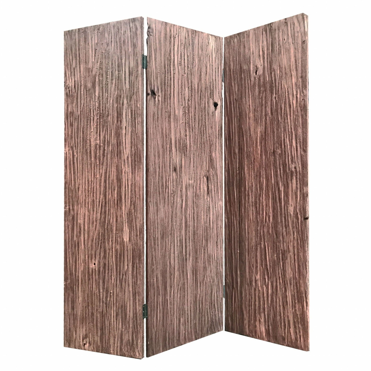 71" Brown Wood Folding Three Panel Screen Room Divider