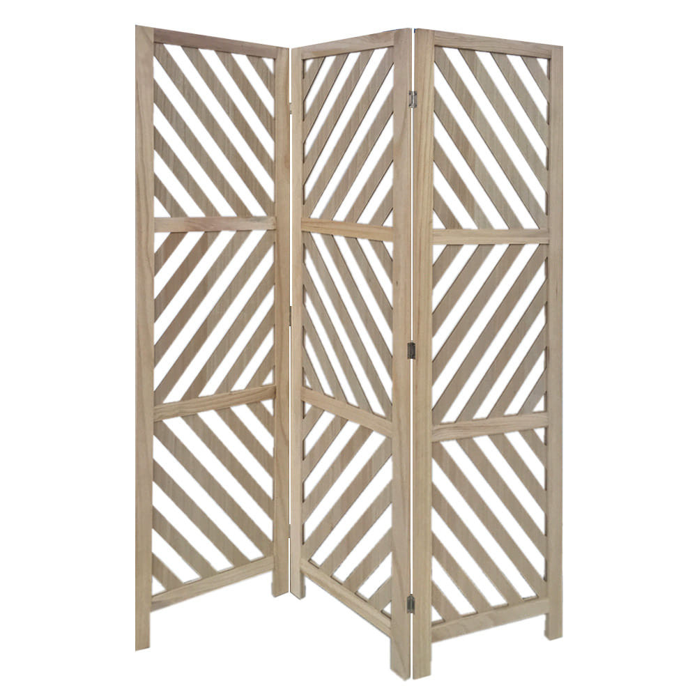67" Brown Solid WoodFolding Three Panel Screen Room Divider