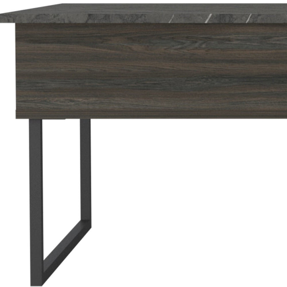 41" Espresso And Black Wood And Metal Lift Top Coffee Table With Shelf