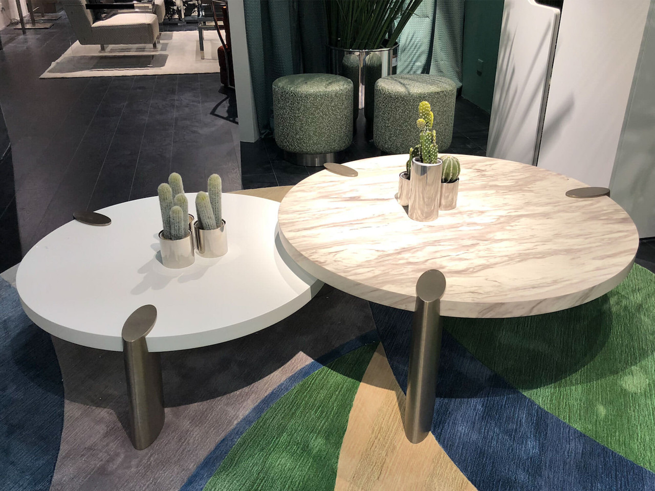 48" Gold And White Genuine Marble Round Coffee Table