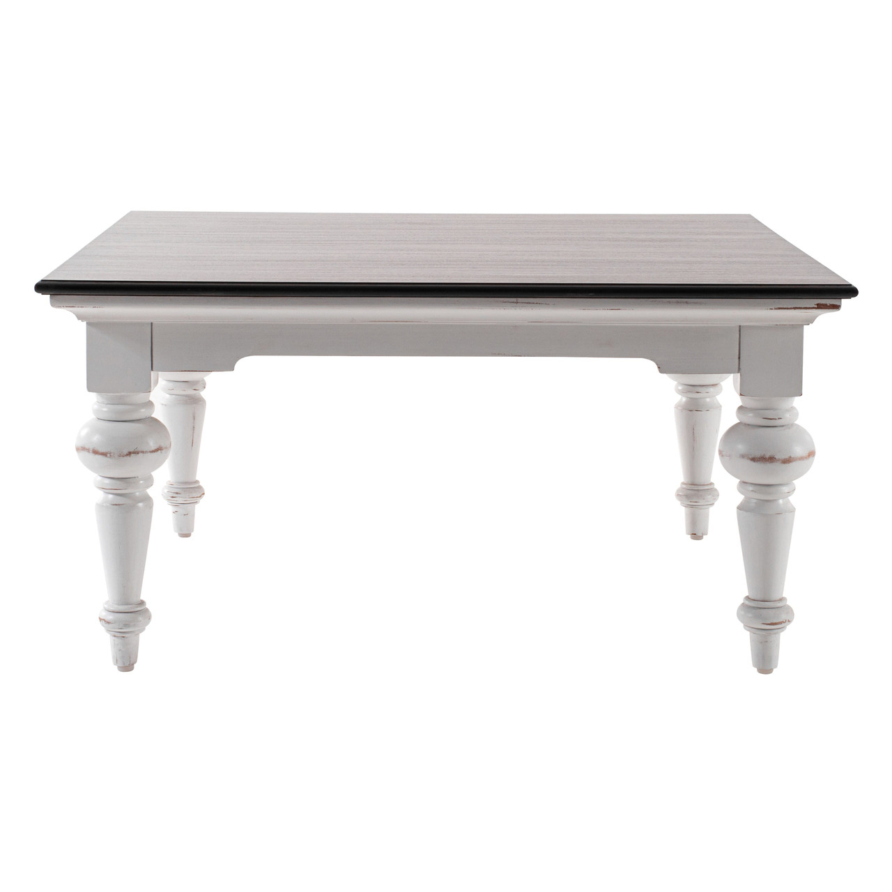 39" Classic White And Brown Manufactured Wood And Solid Wood Square Coffee Table