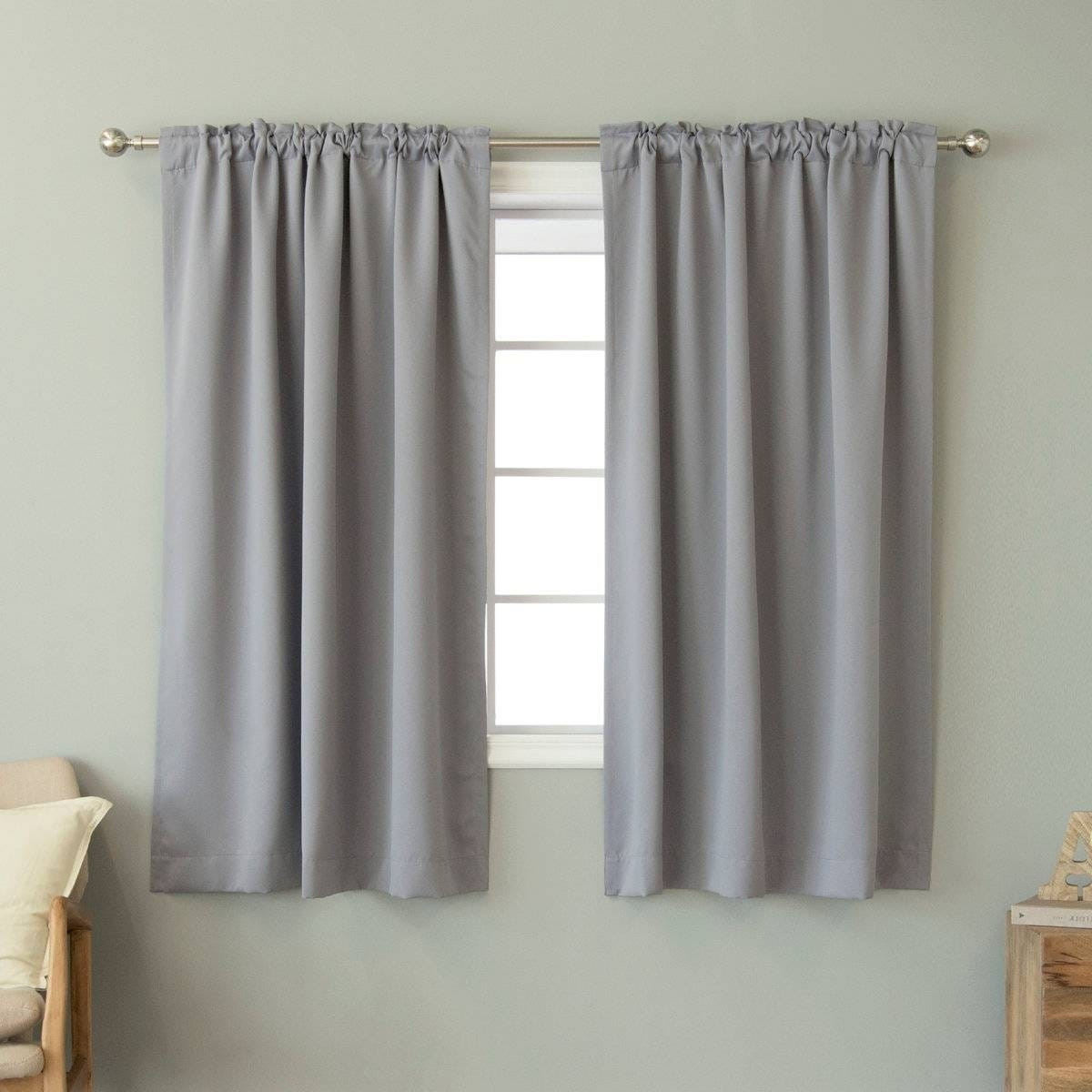 52 x 63 inch Solid Grey Thermal Blackout Curtain Panels - Set of 2