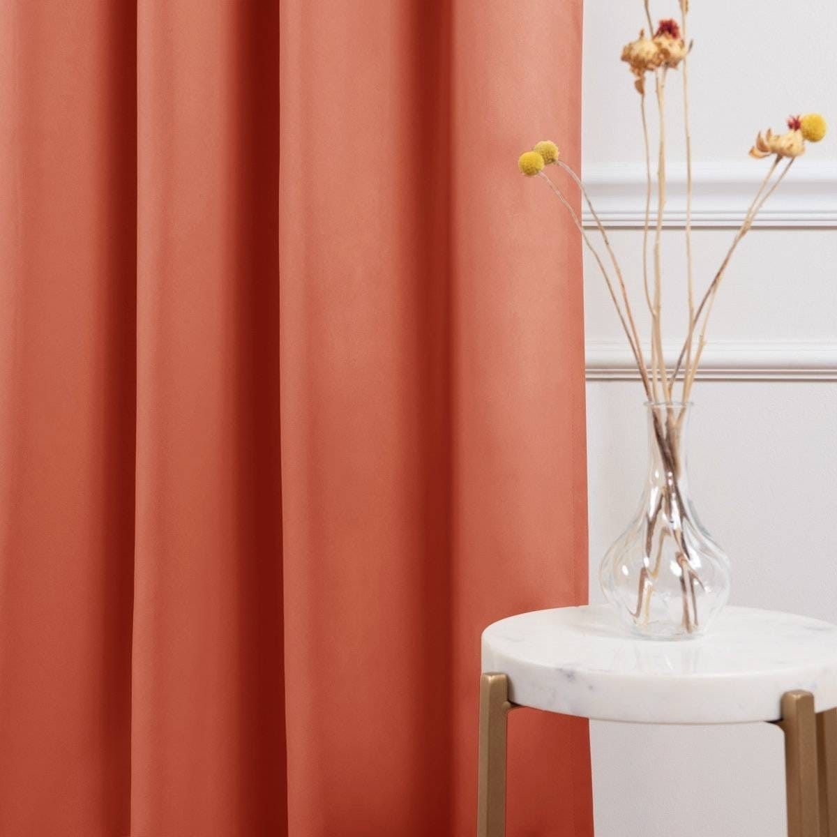 52 x 63 inch Solid Apricot Orange Thermal Blackout Curtain Panels - Set of 2