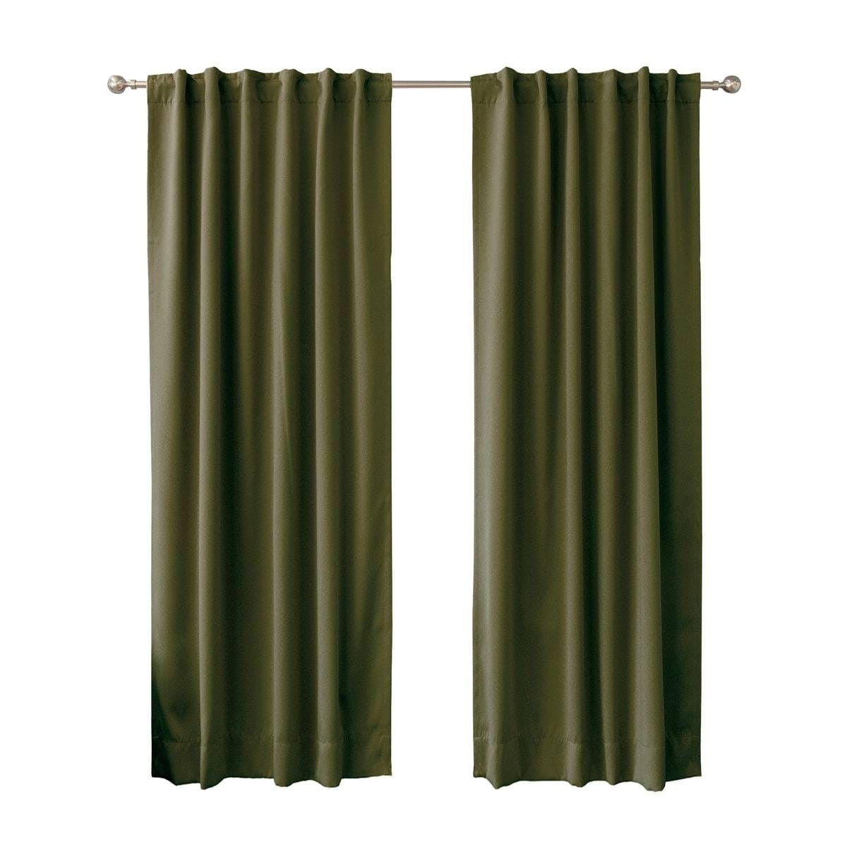 52 x 96 inch Solid Olive Green Thermal Blackout Curtain Panels - Set of 2