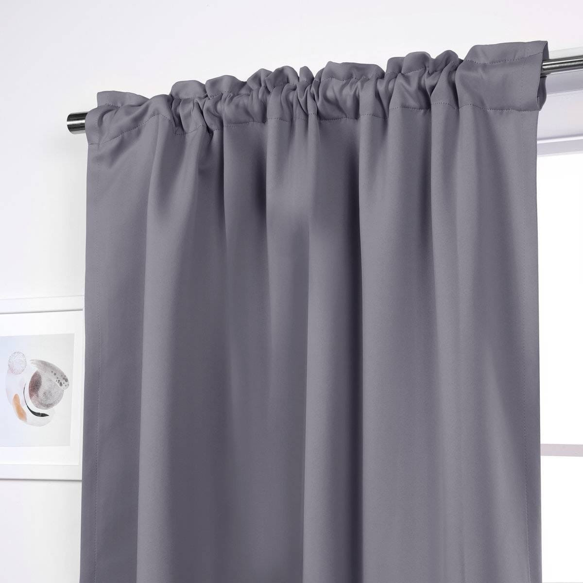 52 x 54 inch Solid Grey Thermal Blackout Curtain Panels - Set of 2