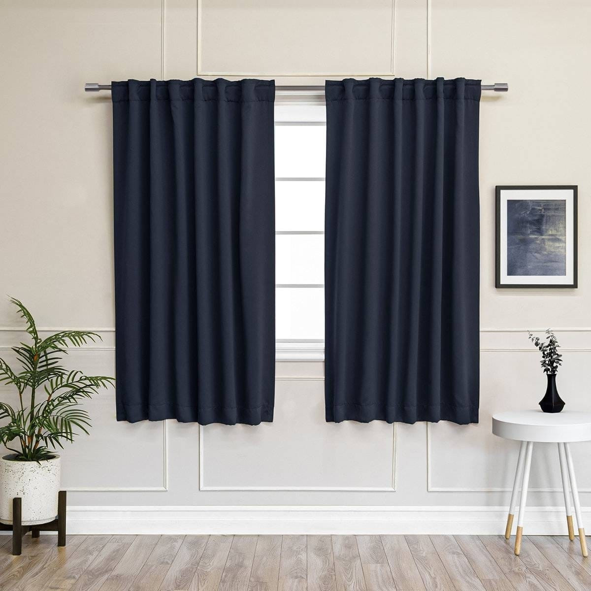 52 x 72 inch Solid Navy Blue Thermal Blackout Curtain Panels - Set of 2