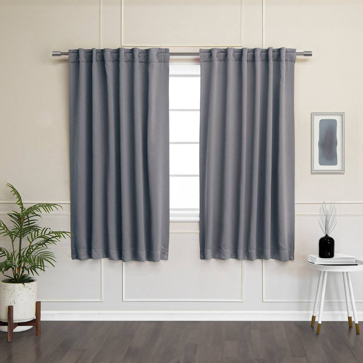 52 x 72 inch Solid Grey Thermal Blackout Curtain Panels - Set of 2