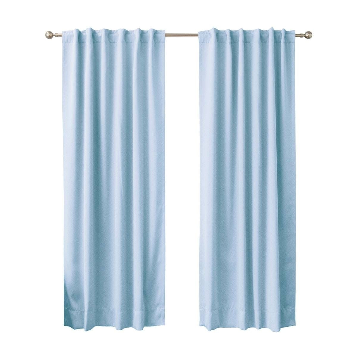 52 x 96 inch Solid Light Blue Thermal Blackout Curtain Panels - Set of 2