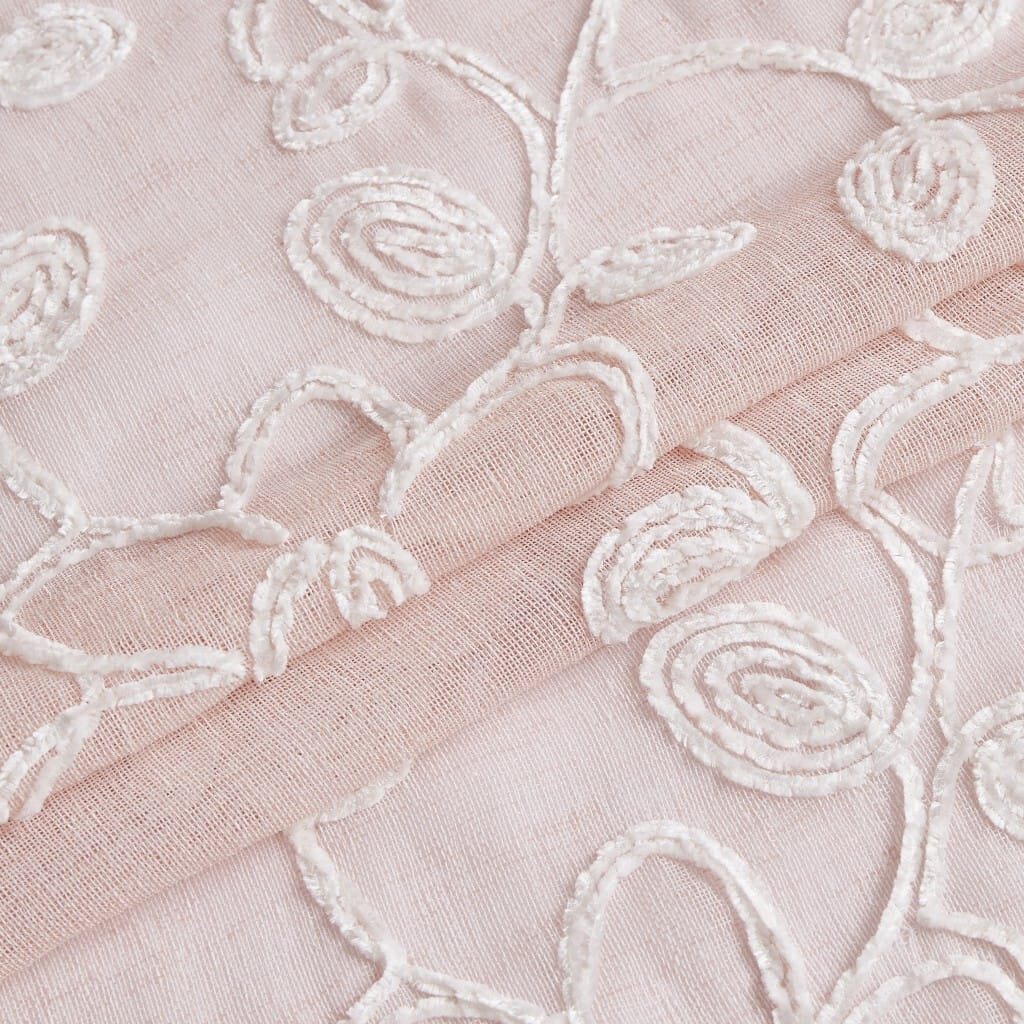 Set of Two 84"  Blush Floral Embroidered Window Panels