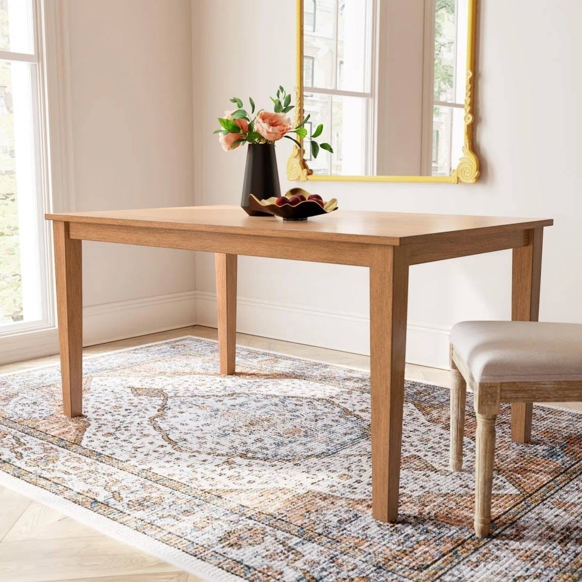 Modern Farmhouse 36 x 60 inch Rectangular Dining Table in Oak Wood Finish