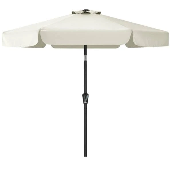 Off White 7.5 Foot Patio Umbrella with Push Button Tilt and Metal Pole