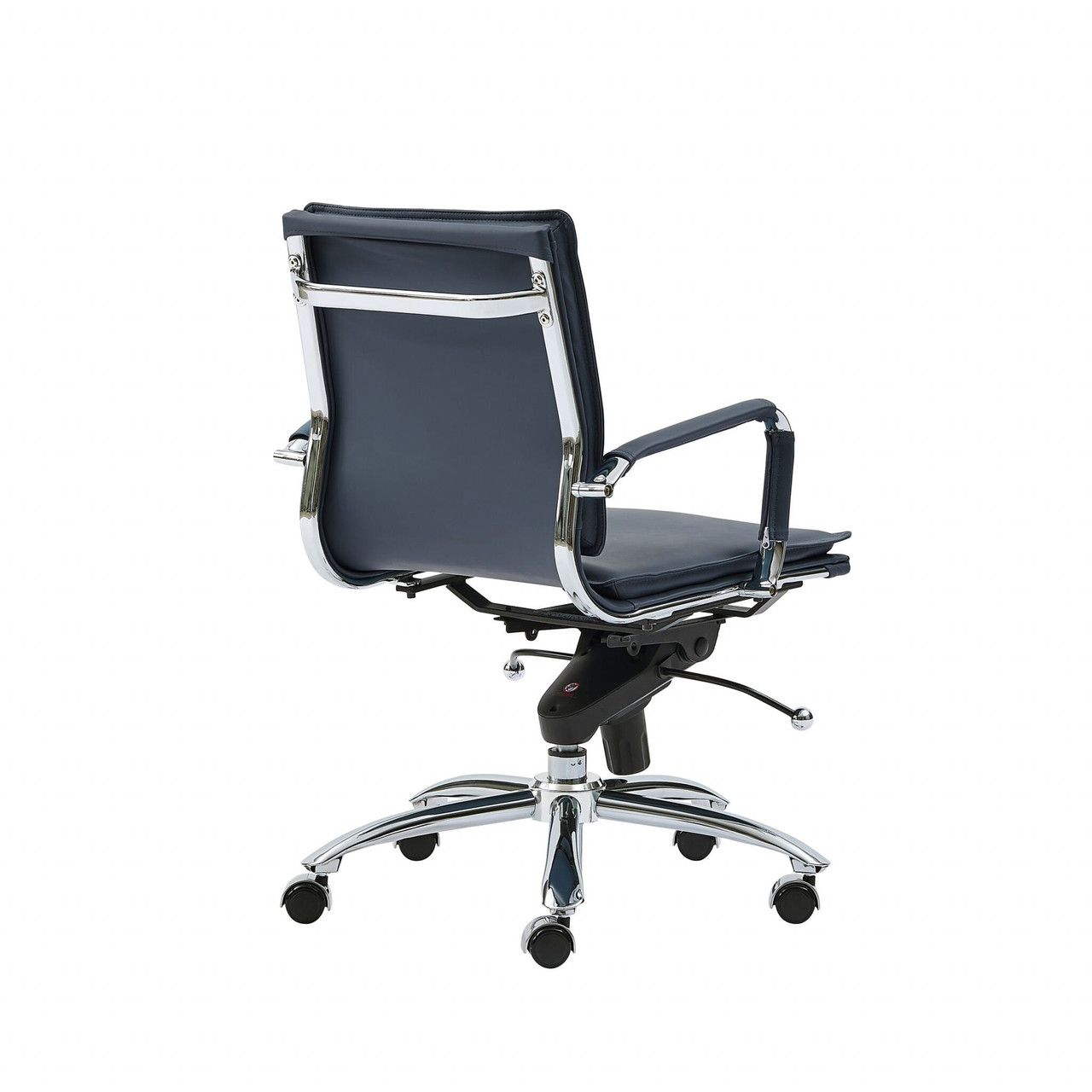 Blue and Silver Adjustable Swivel Faux Leather Rolling Conference Office Chair