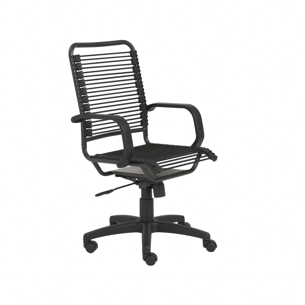 Black Swivel Adjustable Task Chair Bungee Back Steel Frame