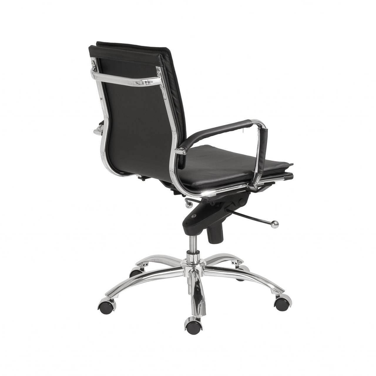 Black and Silver Adjustable Swivel Faux Leather Rolling Conference Office Chair