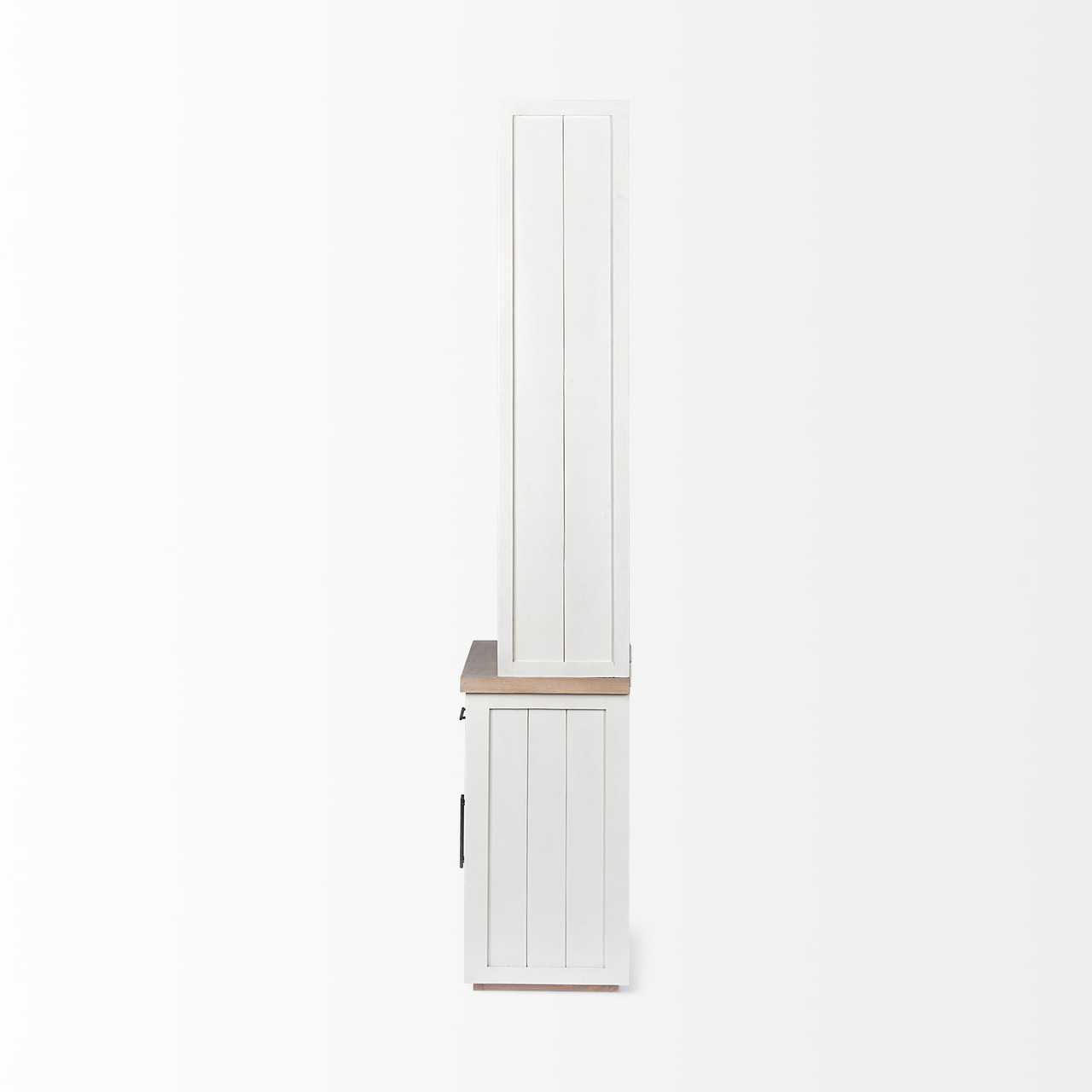 White And Medium Brown Wood Shelving Unit With 3 Shelves