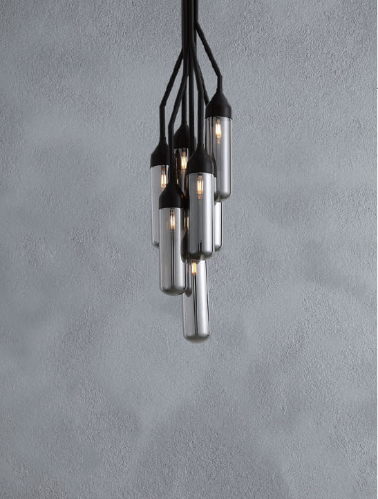 Shaded Empire Six Light Metal and Glass Flush Ceiling Light With Clear Shades